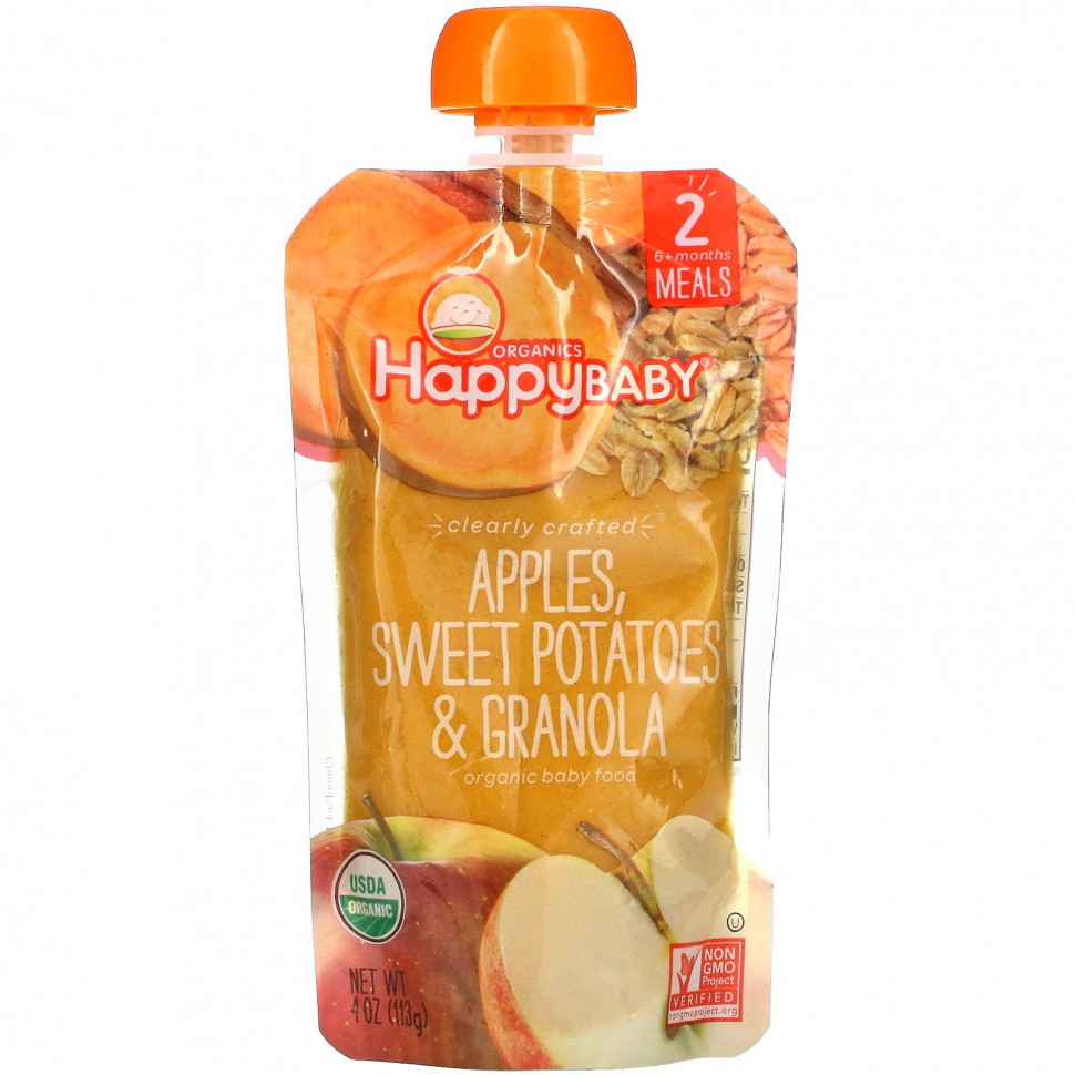 ���� ������ (Iherb) Happy Family Organics, Happy Baby, ������������ ������� �������, ���� 2, ������, ����� � �����, 113 � (4 �����), ������ �� 560 ���