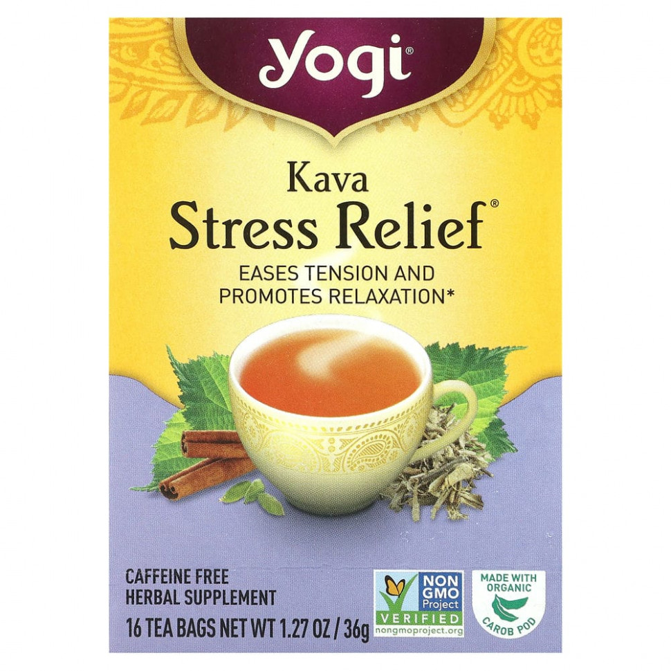 ���� ������ (Iherb) Yogi Tea, Kava Stress Relief (���� ����������), ��� �������, 16 ������ ���������, 36 � (1,27 �����), ������ �� 940 ���