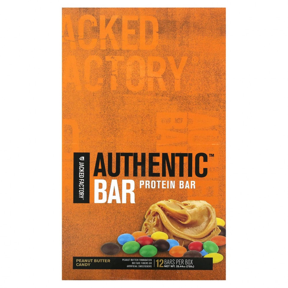 ���� ������ (Iherb) Jacked Factory, Authentic Bar, ����������� ��������, ������� � ���������� ������, 12 ���������� �� 60 � (2,12 �����), ������ �� 6790 ���