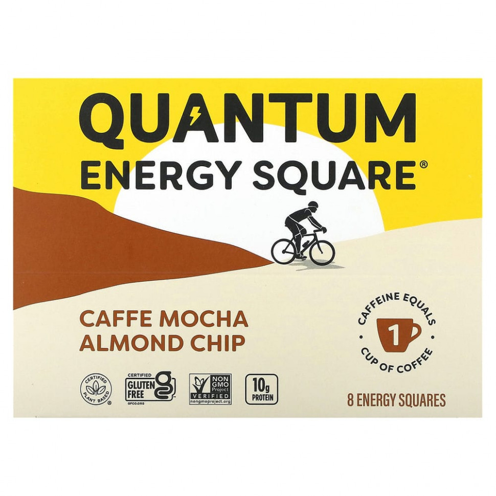   (Iherb) QUANTUM ENERGY SQUARE, Caffe Mocha Almond Chip, 8 Squares, 1.69 oz (48 g) Each    -     , -, 