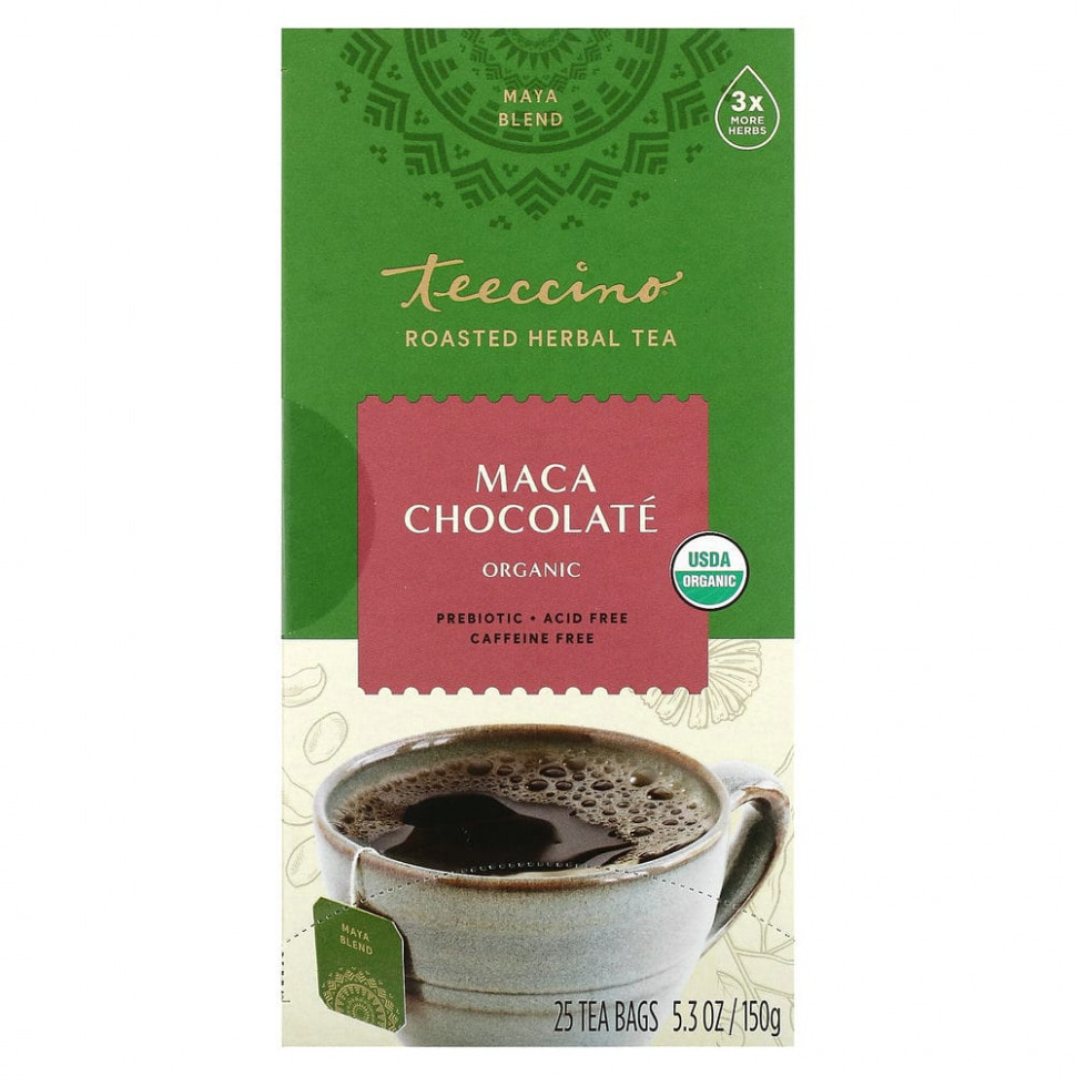 ���� ������ (Iherb) Teeccino, ������������ ������� �������� ���, ������� � ����, ��� �������, 25 ������ ���������, 150 � (5,3 �����), ������ �� 2430 ���