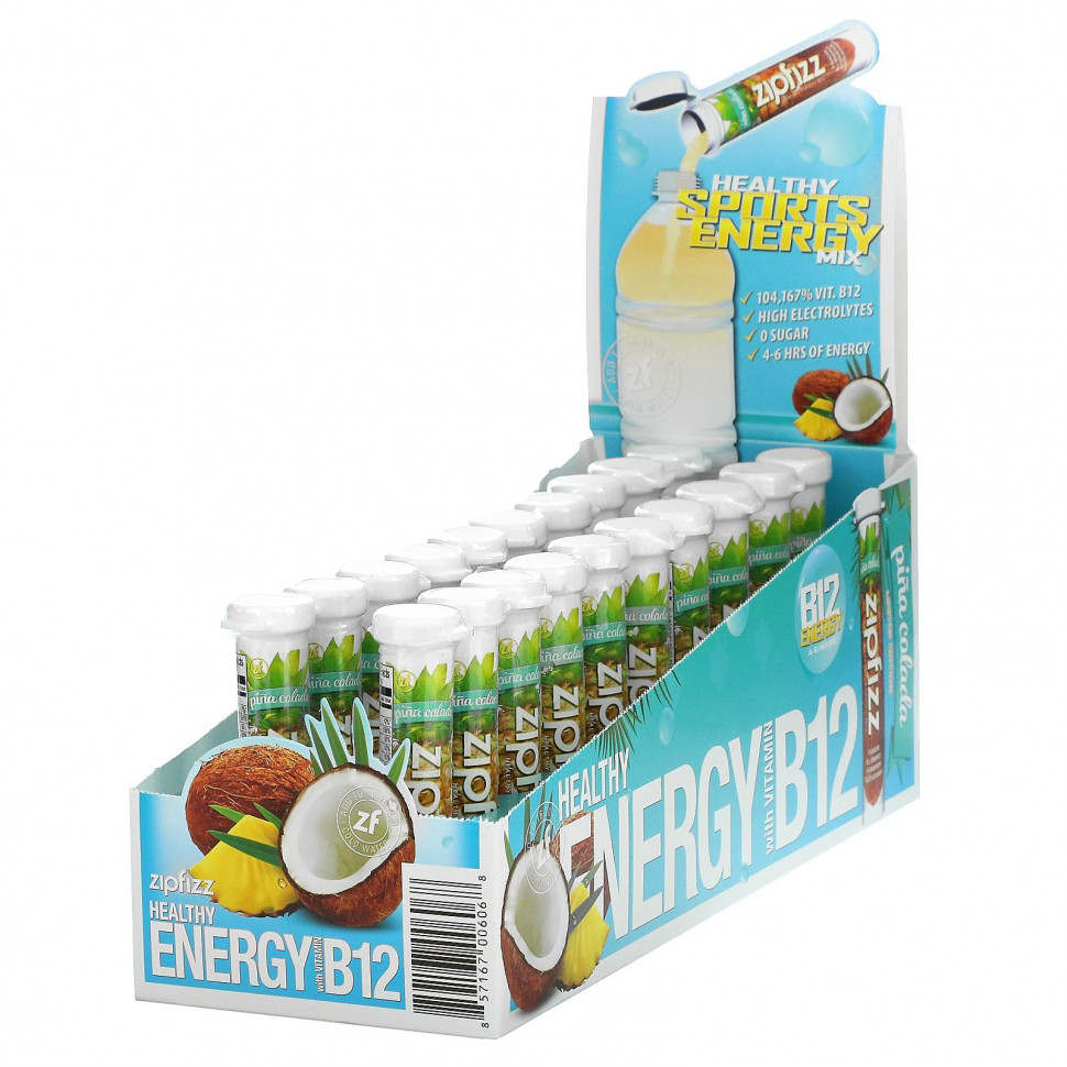 ���� ������ (Iherb) Zipfizz, Healthy Energy � ��������� B12, ���� ������, 20 ������� �� 11 �, ������ �� 5200 ���