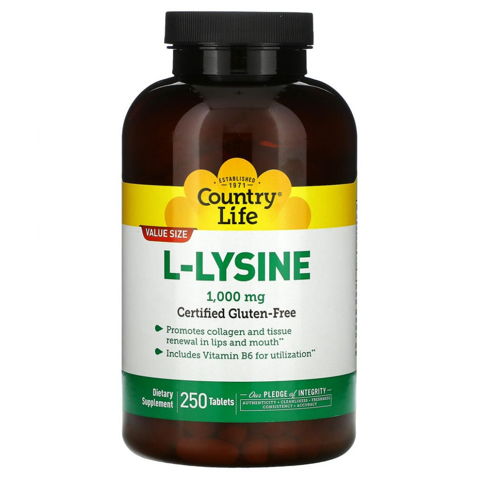 ���� ������ (Iherb) Country Life, L-�����, 1000 ��, 250 ��������, ������ �� 4900 ���