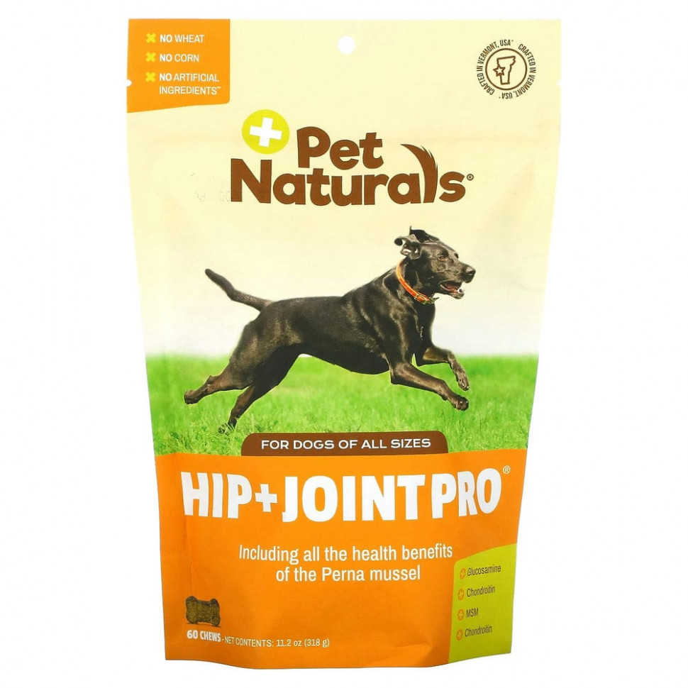   (Iherb) Pet Naturals of Vermont, Hip + Joint Max, For Dogs, 60 Chews, 11.2 oz (318 g)    -     , -, 