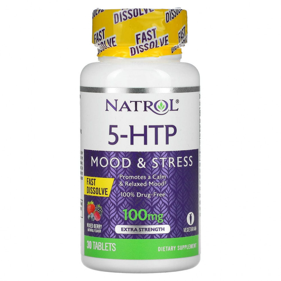 ���� ������ (Iherb) Natrol, 5-HTP, �����������������, ����� �����������, ���� ����� ����, 100 ��, 30 ��������, ������ �� 3240 ���