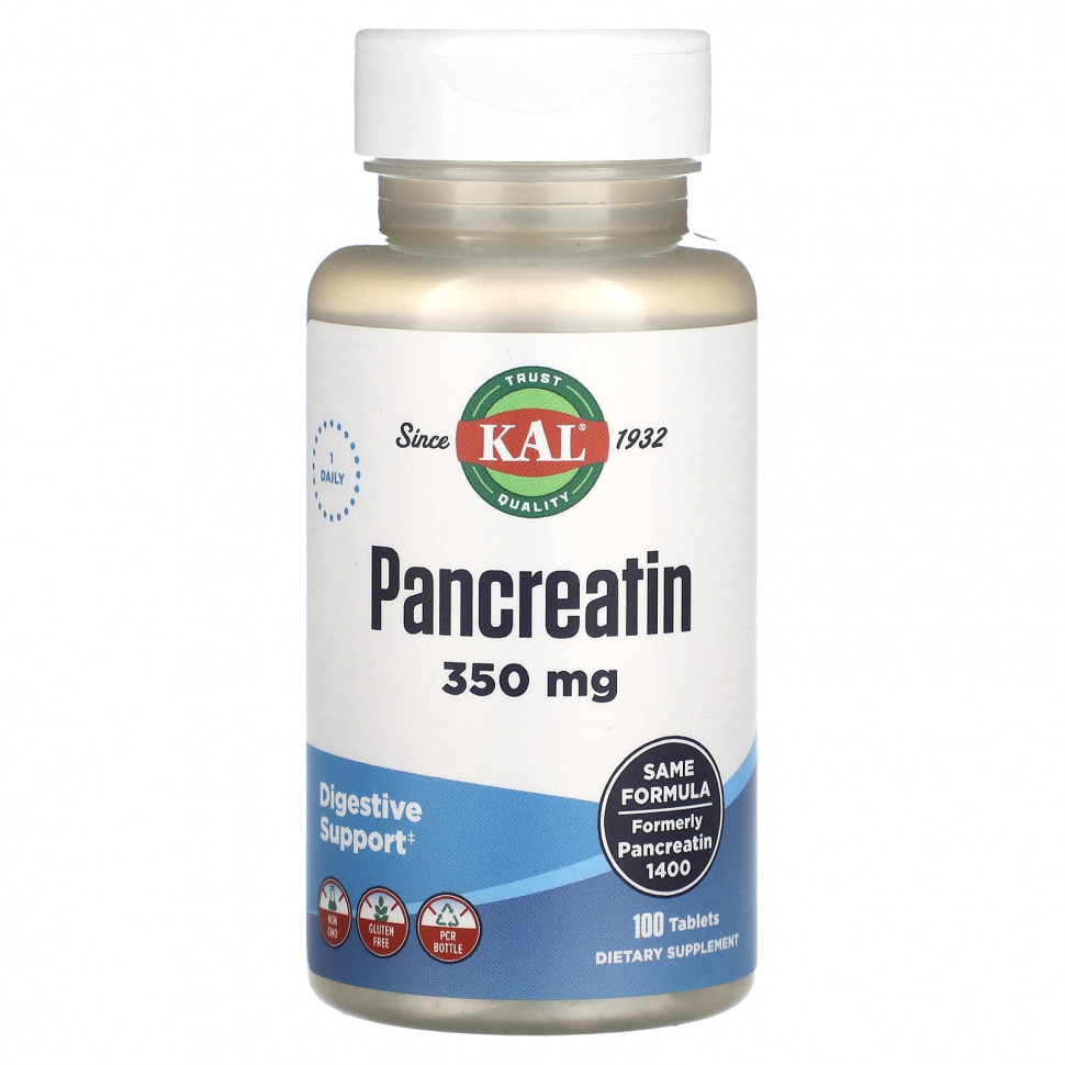   (Iherb) KAL, Pancreatin, 350 mg, 100 Tablets    -     , -, 