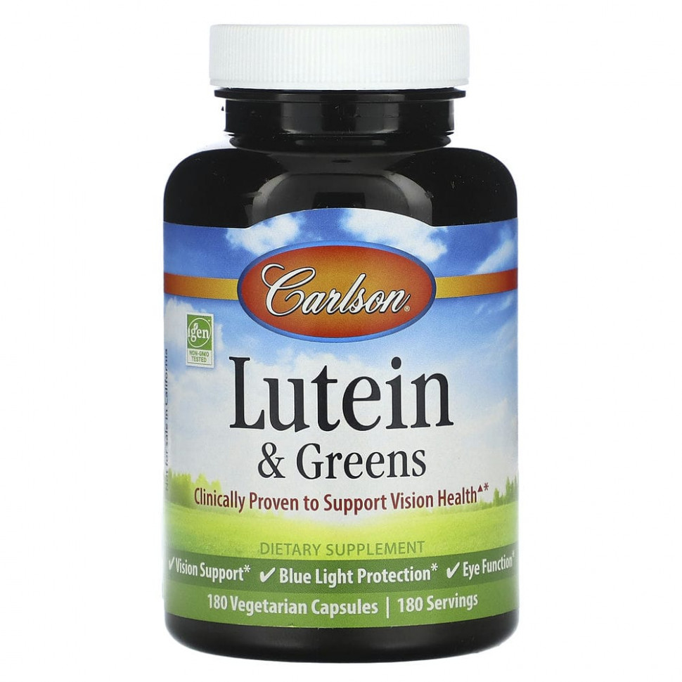   (Iherb) Carlson, Lutein & Greens, 180 Vegetarian Capsules    -     , -, 