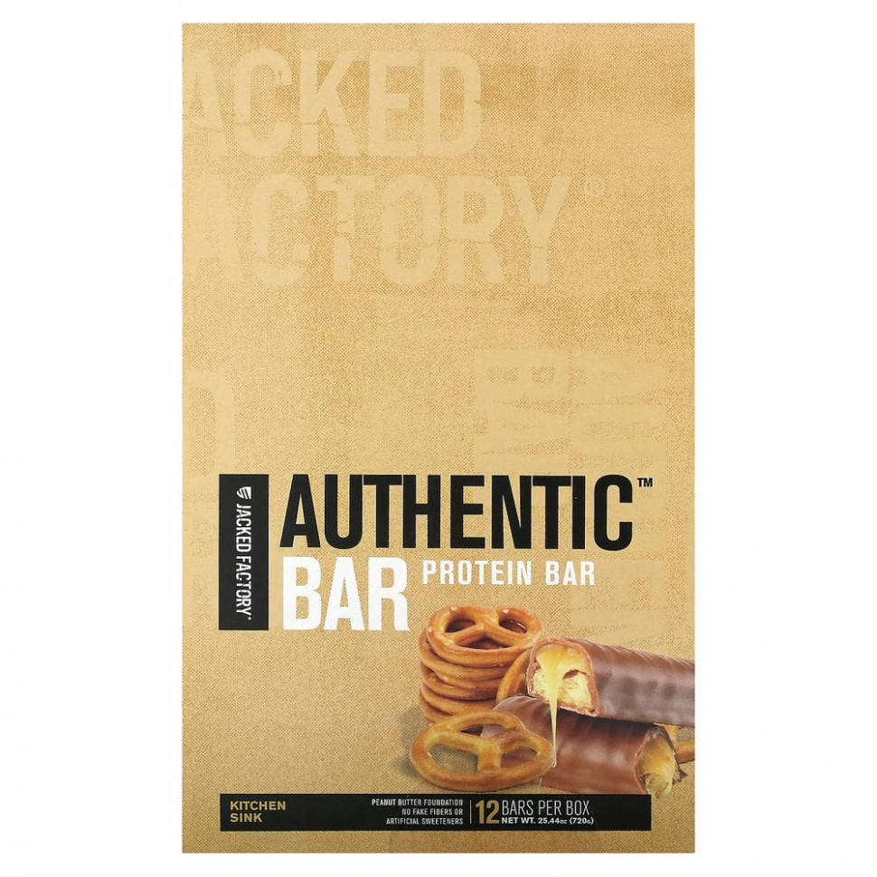 ���� ������ (Iherb) Jacked Factory, Authentic Bar, ����������� ��������, �������� ��������, 12 ����������, 60 � (2,12 �����), ������ �� 6790 ���