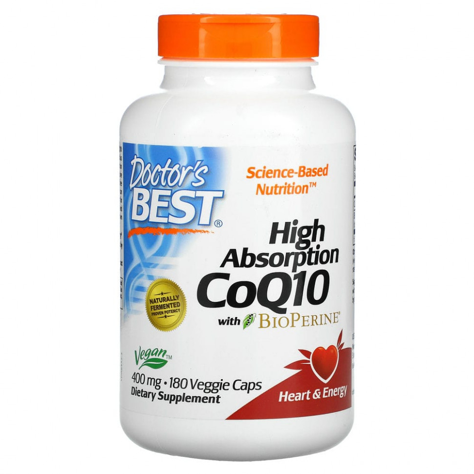 ���� ������ (Iherb) Doctor's Best, ������� Q10 � ������� �������� ����������, � BioPerine, 400 ��, 180 ������������ ������, ������ �� 16380 ���