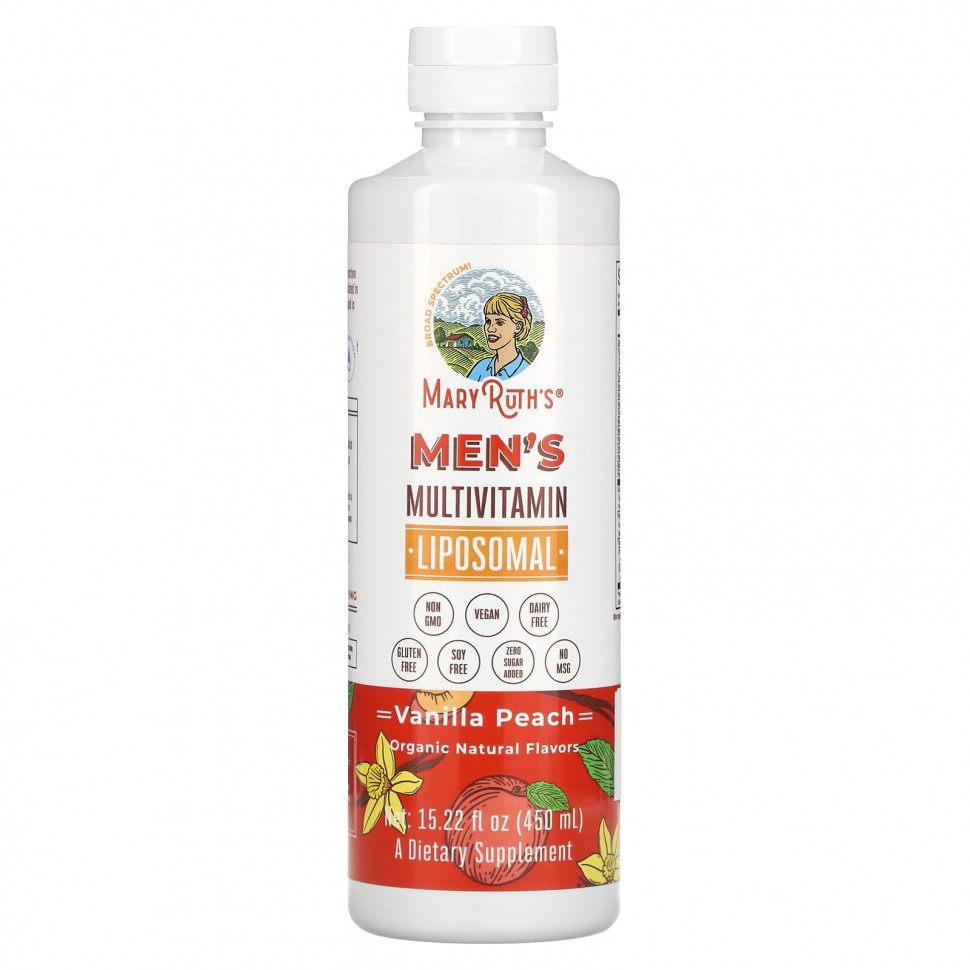   (Iherb) MaryRuth Organics, Men's Multivitamin Liposomal, Vanilla Peach, 15.22 fl oz (450 ml)    -     , -, 