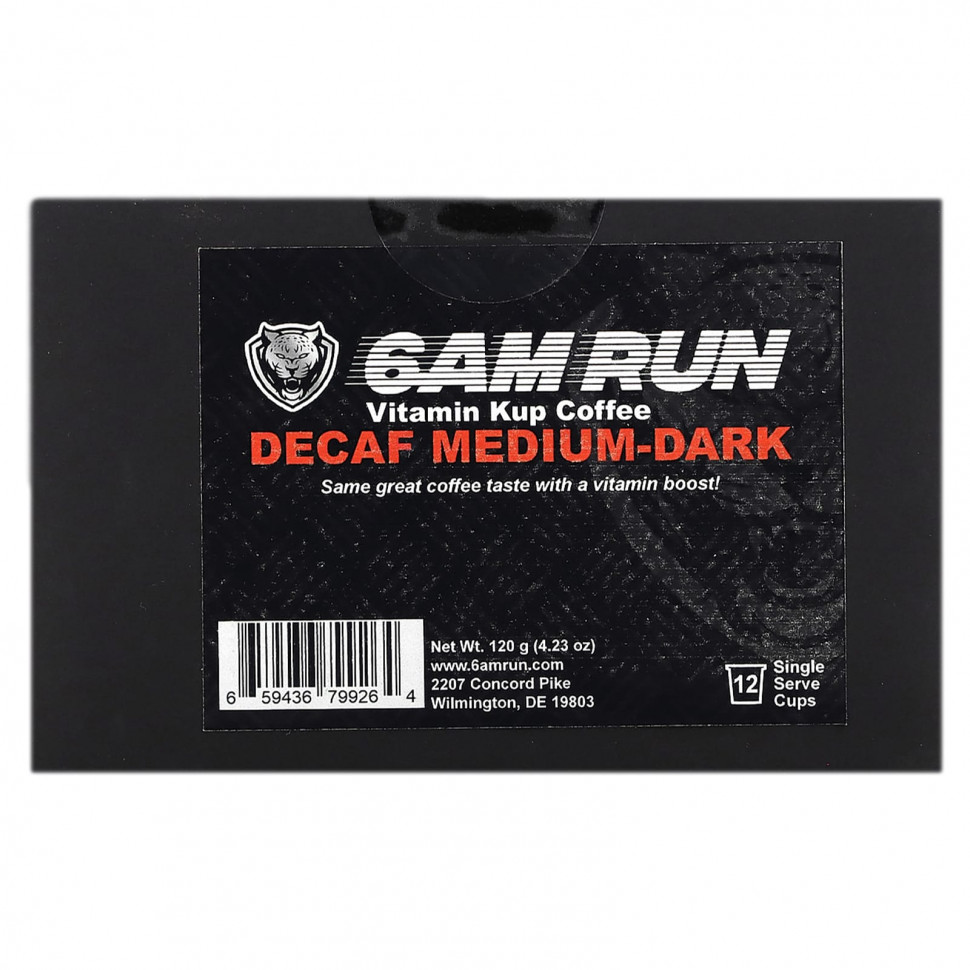 ���� ������ (Iherb) 6AM Run, Vitamin Kup Coffee, ���� ������� �������, ��� �������, 12 ���������� �����, 120 � (4,23 �����), ������ �� 4630 ���