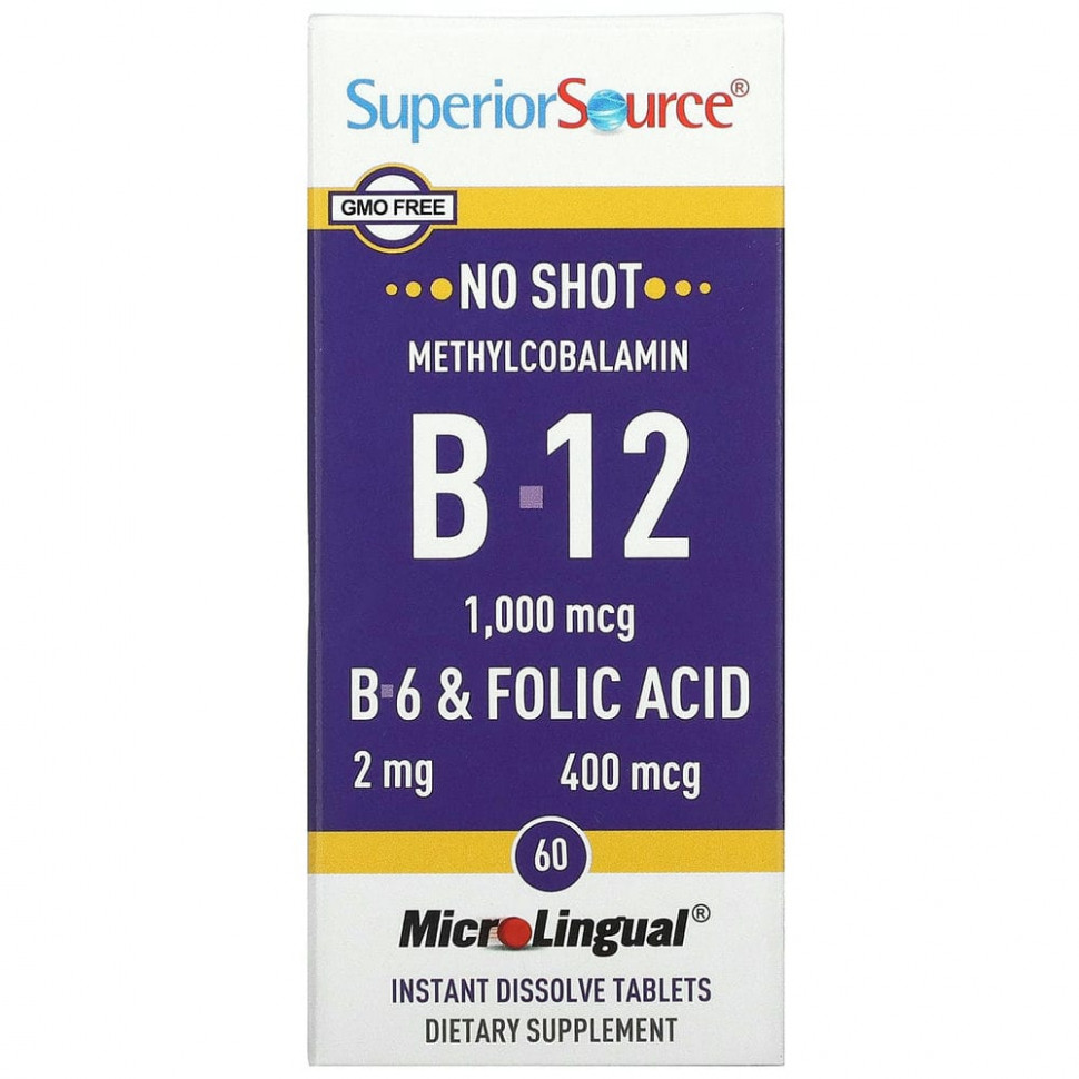 ���� ������ (Iherb) Superior Source, �������������� (������� B-12), ������� B-6 � �������� �������, 60 ����������������� �������� MicroLingual, ������ �� 2620 ���