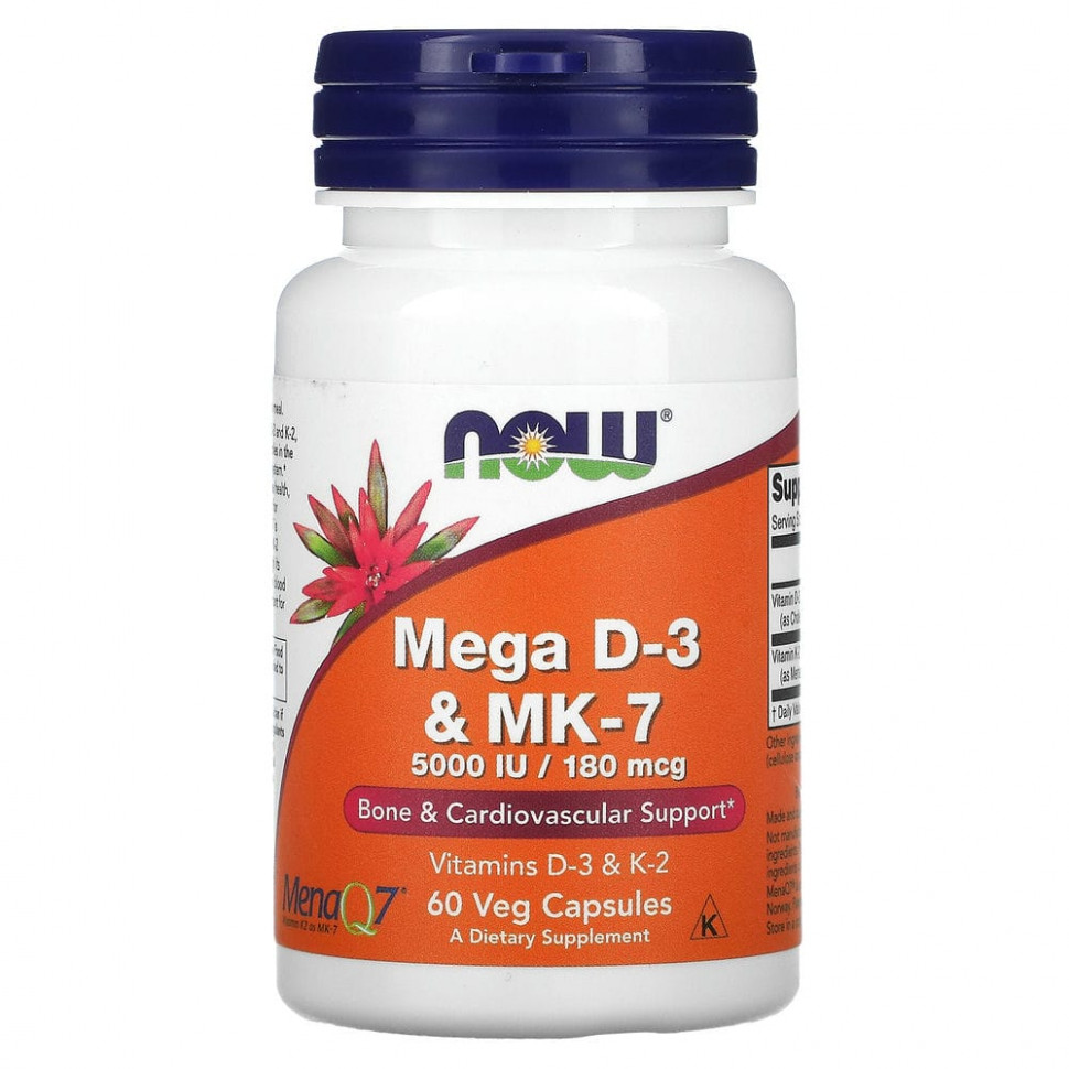 ���� ������ (Iherb) NOW Foods, ���� D3 � MK-7, 180 ��� (5000 ��), 60 ������������ ������, ������ �� 3110 ���
