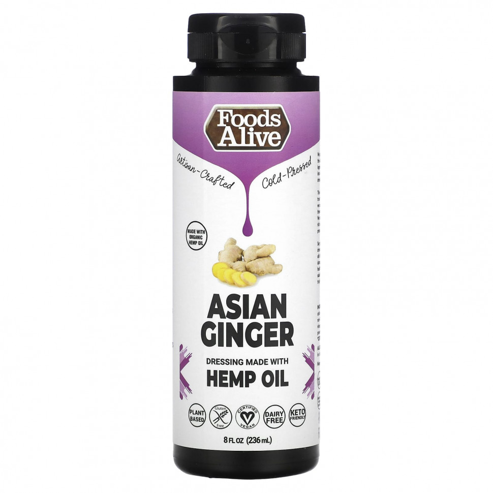  (Iherb) Foods Alive, Dressing Made with Hemp Oil, Asian Ginger, 8 fl oz (236 ml),   1940 