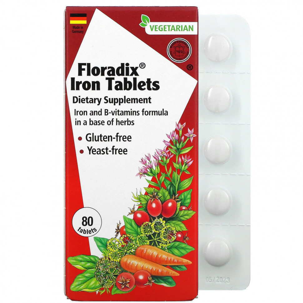 ���� ������ (Iherb) Gaia Herbs, Floradix, ������ � ���������, 80 ��������, ������ �� 4630 ���