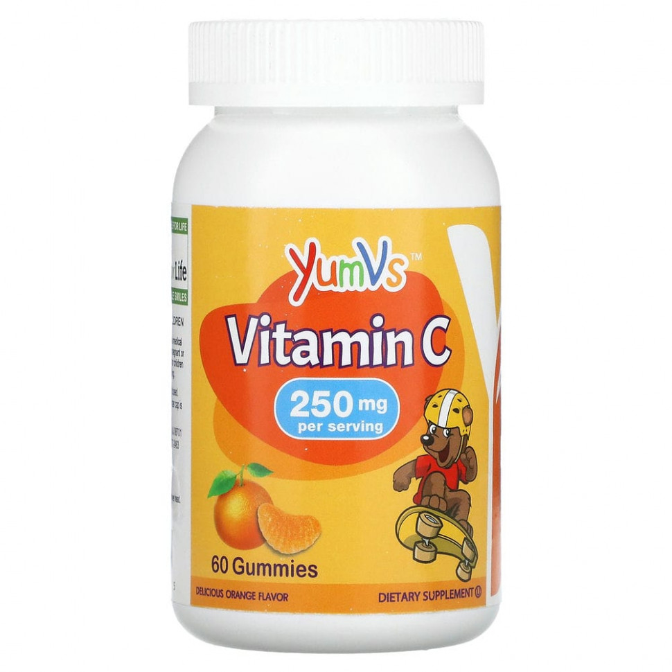   (Iherb) YumV's, Kids, Vitamin C, Delicious Orange, 250 mg, 60 Gummies    -     , -, 