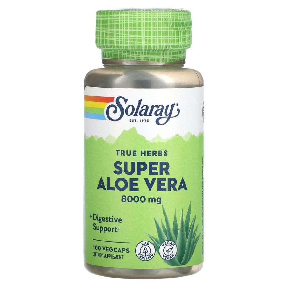 ���� ������ (Iherb) Solaray, True Herbs Super Aloe Vera, 8000 ��, 100 ������������ ������, ������ �� 2300 ���