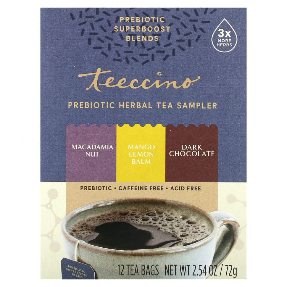 ���� ������ (Iherb) Teeccino, ������� � ������������ ��� ��������� ���, 3 �����, ��� �������, 12 ������ ���������, 72 � (2,54 �����), ������ �� 1520 ���
