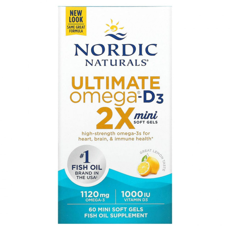 ���� ������ (Iherb) Nordic Naturals, Ultimate Omega 2X � ��������� D3, �����, 60 ������ ����-��������, ������ �� 5580 ���