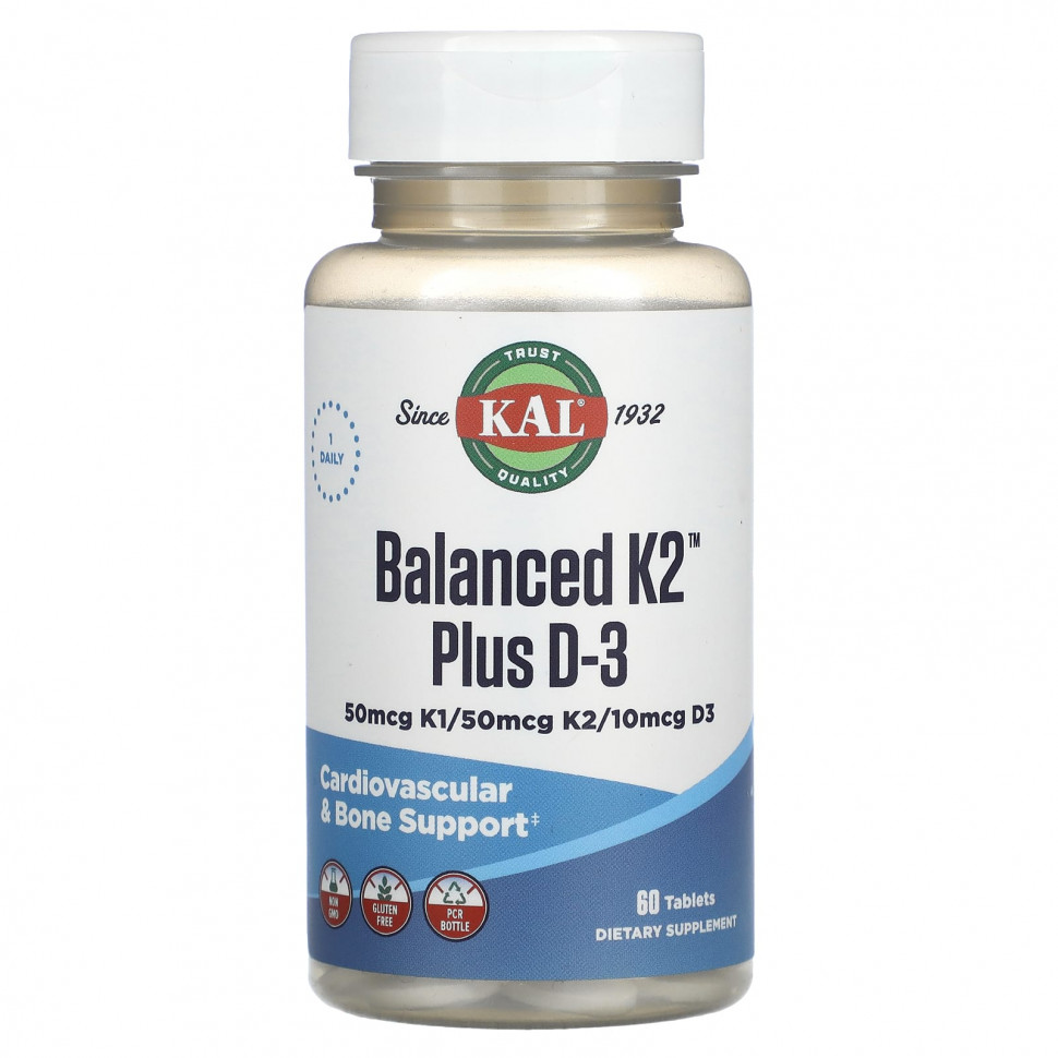   (Iherb) KAL, Balanced K2 Plus D3, 60 Tablets    -     , -, 