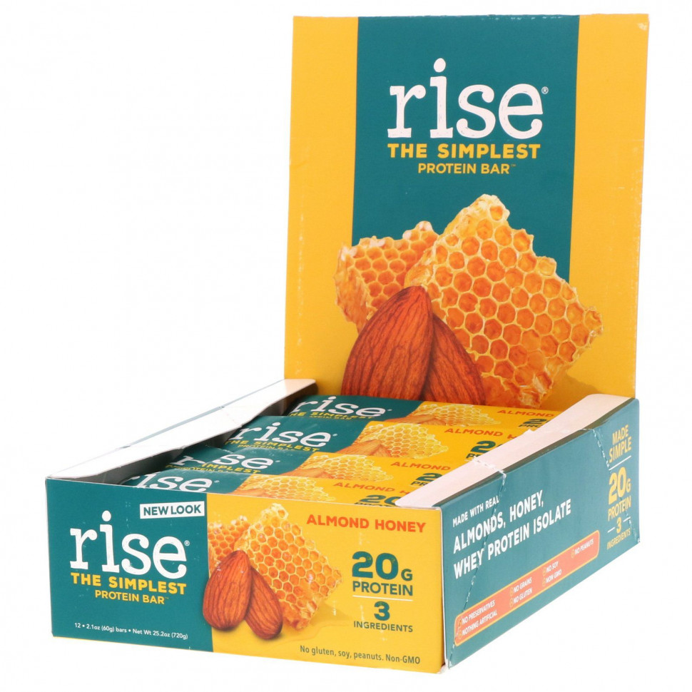 ���� ������ (Iherb) Rise Bar, ����� ������� ����������� ��������, ���������� ���, 12 ���������� �� 60 � (2,1 �����), ������ �� 6260 ���