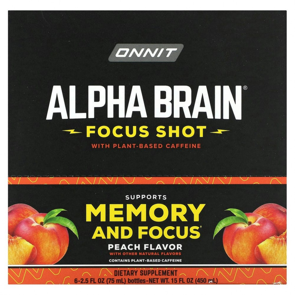 ���� ������ (Iherb) Onnit, Alpha Brain Focus Shot, ������, 6 �������� �� 75 �� (2,5 ����. �����), ������ �� 4860 ���