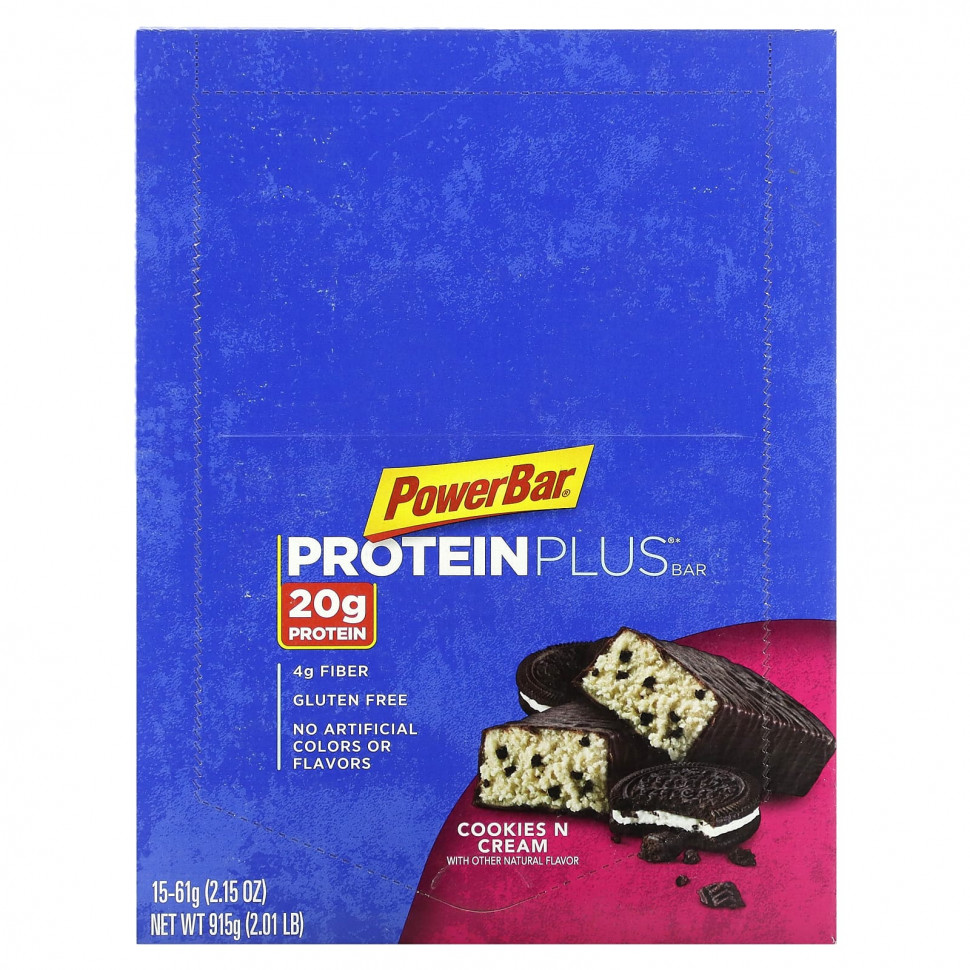���� ������ (Iherb) PowerBar, Protein Plus, �������� � �������� � ������, 15 ����������, 61 � (2,15 �����), ������ �� 6830 ���