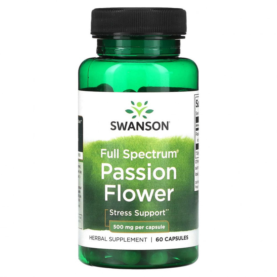   (Iherb) Swanson, Full Spectrum Passion Flower, 500 , 60     -     , -, 