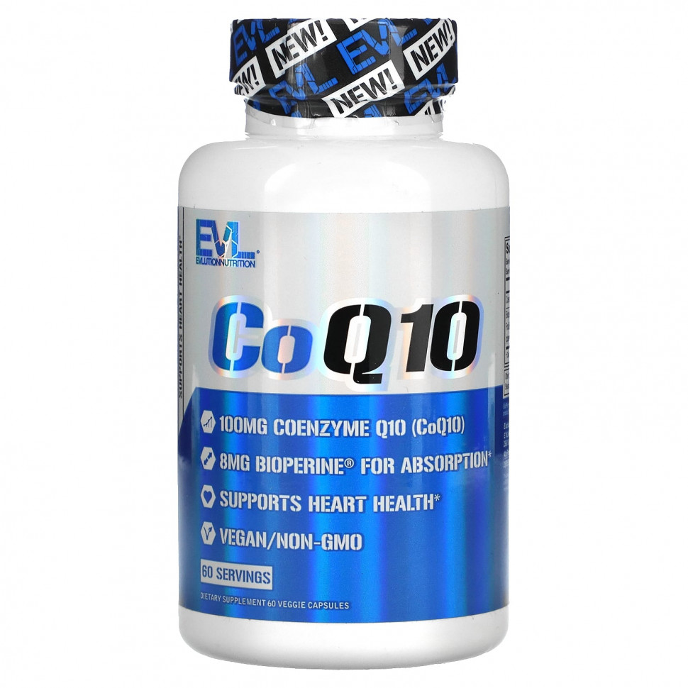   (Iherb) EVLution Nutrition, CoQ10, 100 mg, 60 Veggie Capsules    -     , -, 