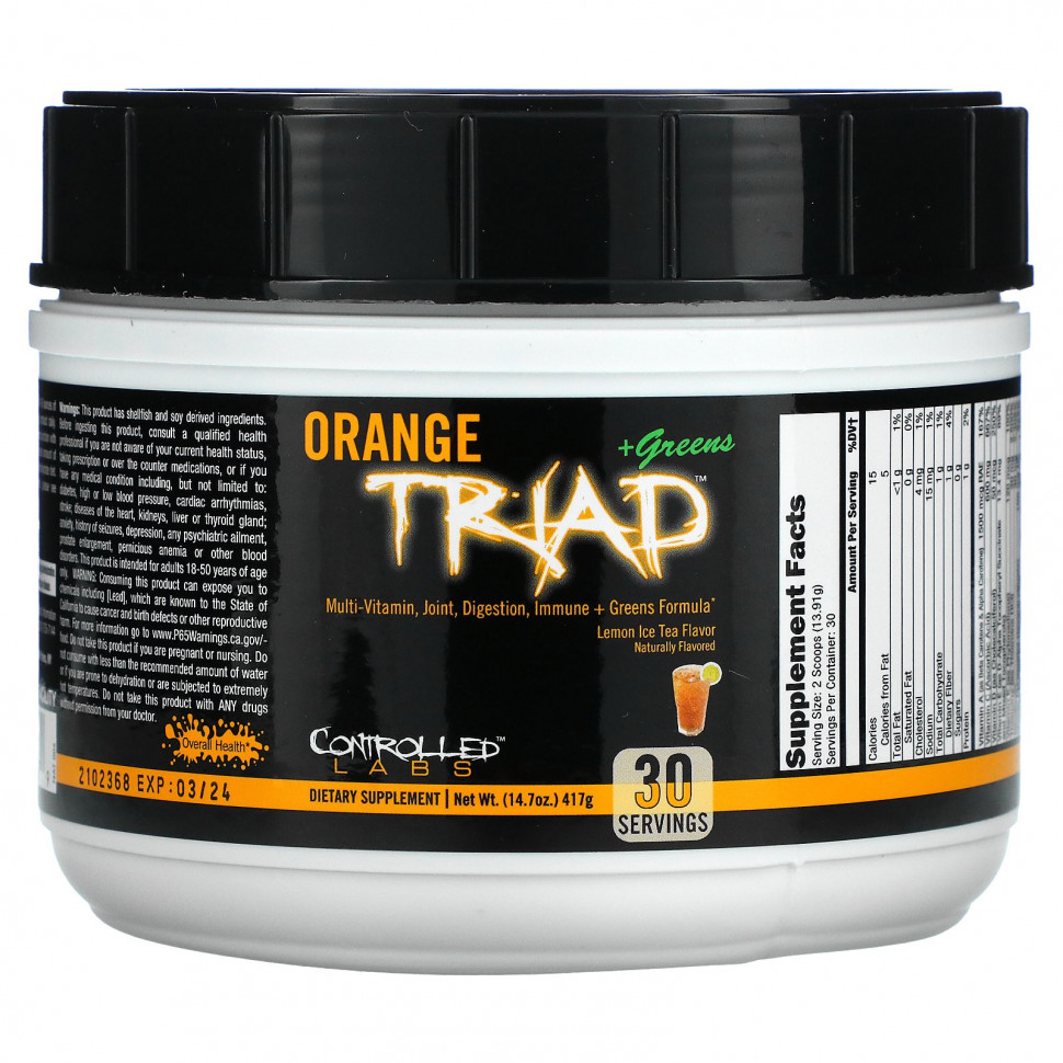 ���� ������ (Iherb) Controlled Labs, Orange Triad + Greens, �������� ��� � �������, 417 � (14,7 �����), ������ �� 7380 ���