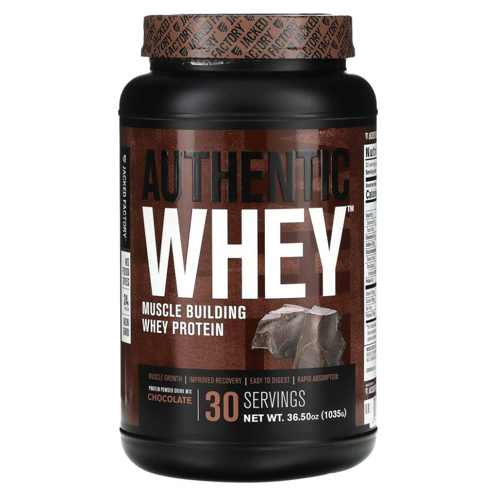 ���� ������ (Iherb) Jacked Factory, Authentic Whey, ������������ ������� ��� ����������� �������� �����, � ���������, 1035 � (36,5 �����), ������ �� 9000 ���