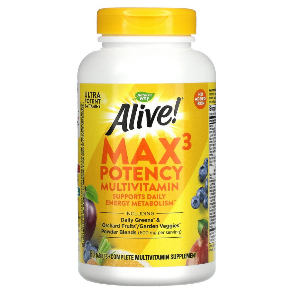   (Iherb) Nature's Way, Alive! Max3 Potency,   ,   , 180     -     , -, 