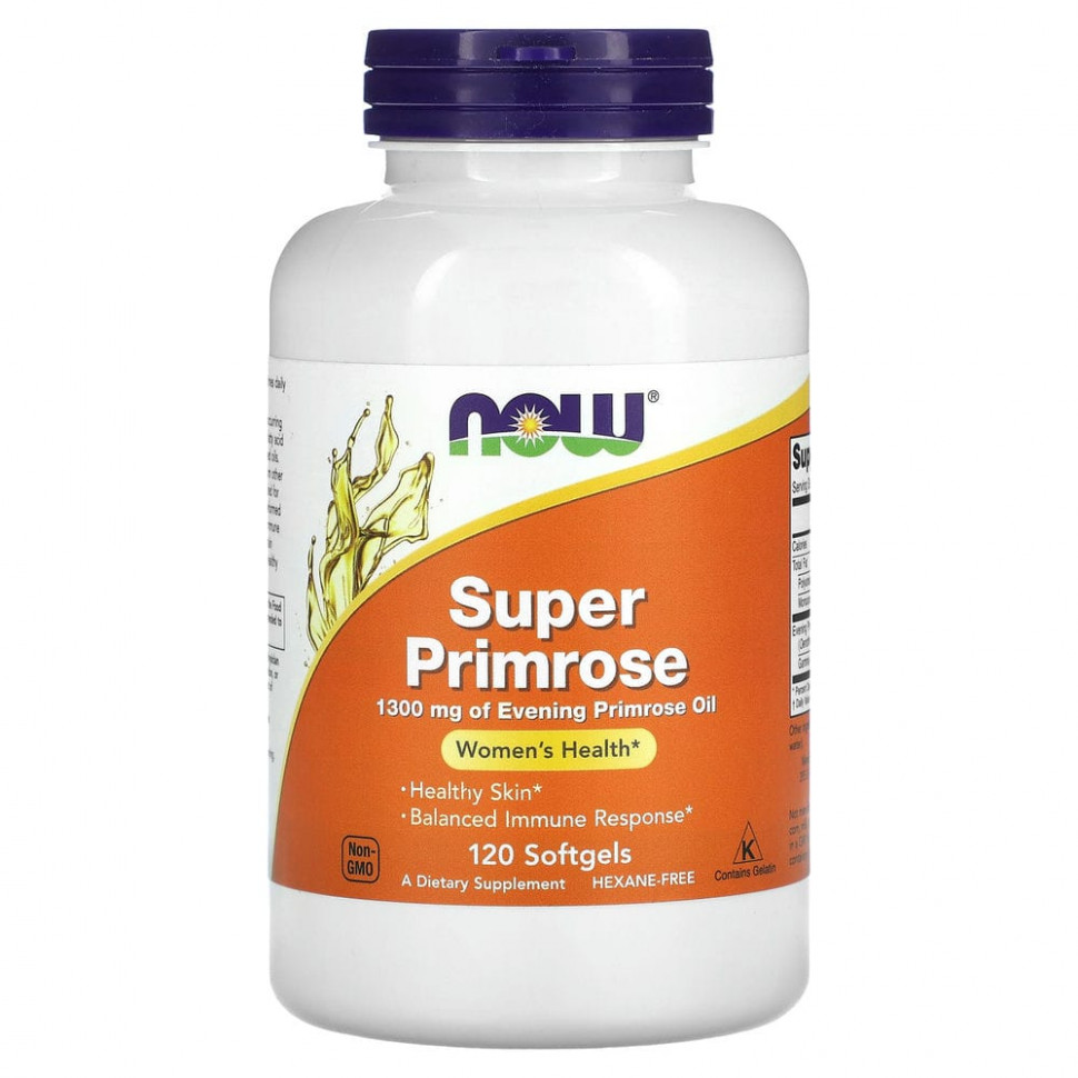 ���� ������ (Iherb) NOW Foods, Super Primrose, ����� ������� ��������, 1300 ��, 120 ������, ������ �� 3100 ���