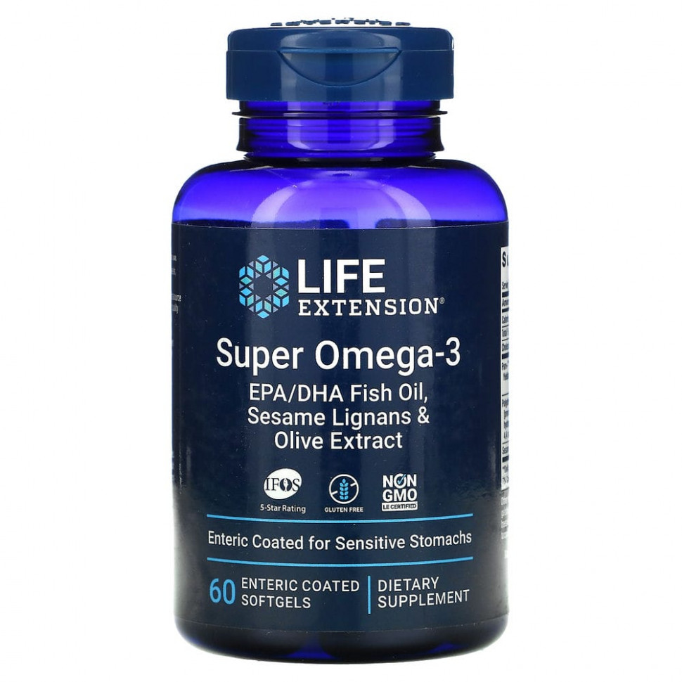 ���� ������ (Iherb) Life Extension, Super Omega-3, ����� ��� � ��� � ���, ��������� ������� � ���������� �����, 60 ������, �������� ������������������ ���������, ������ �� 3150 ���
