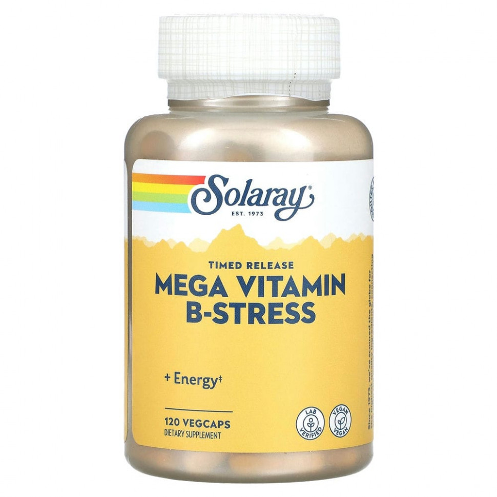 ���� ������ (Iherb) Solaray, Mega B-Stress, 120 ������ ����������������� �������� � ��������� �� ������������ ������������� �������������, ������ �� 2910 ���