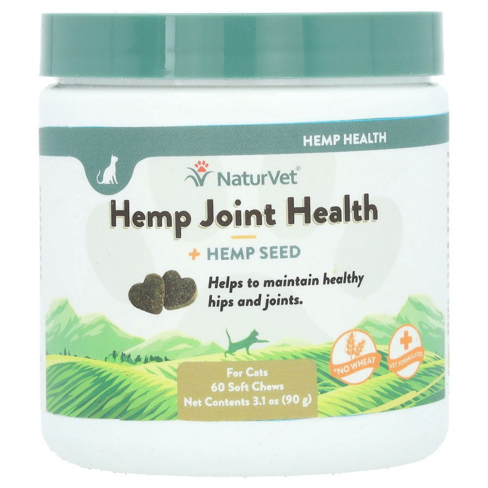 ���� ������ (Iherb) NaturVet, Hemp Joint Health Plus Hemp Seed, ��� �����, 60 ����������� ��������, 90 � (3 �����), ������ �� 1730 ���