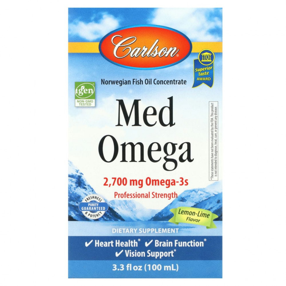���� ������ (Iherb) Carlson, Med Omega, ���� ������ � �����, 2 700 ��, 3,3 �. ���.(100 ��), ������ �� 4980 ���