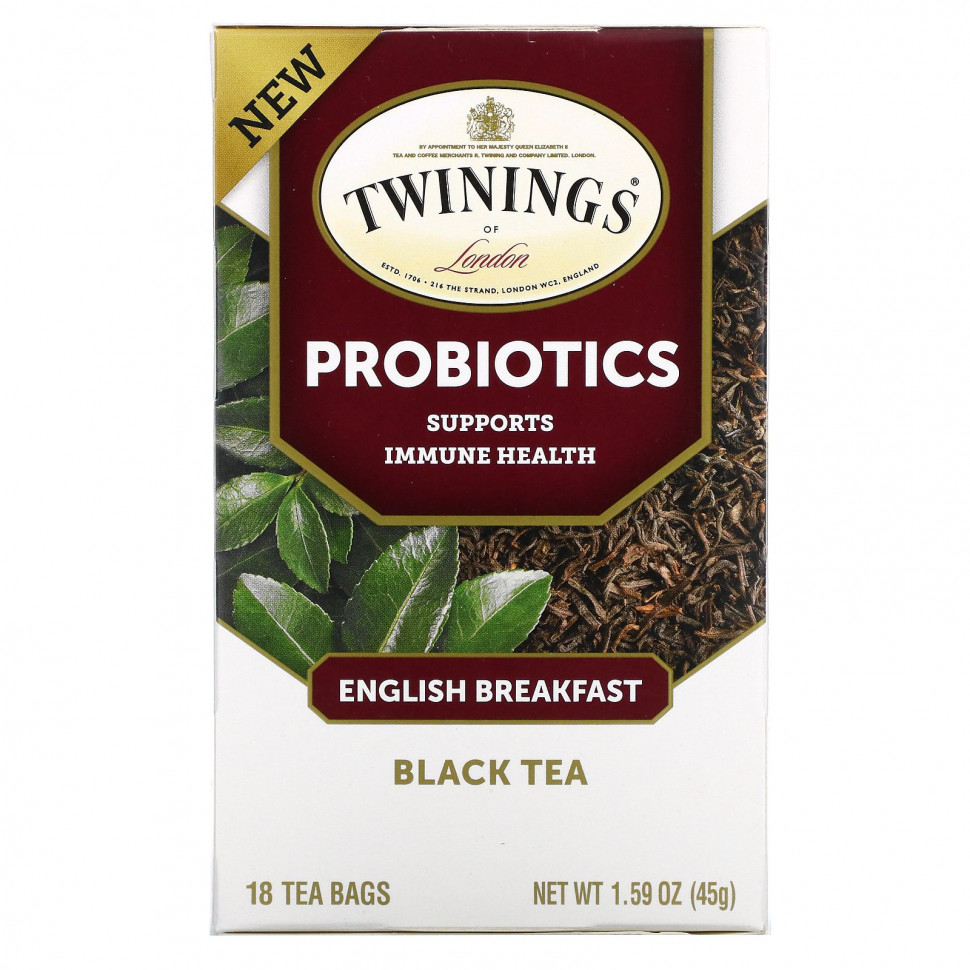   (Iherb) Twinings, Probiotics Black Tea, English Breakfast, 18  , 45  (1,59 )    -     , -, 