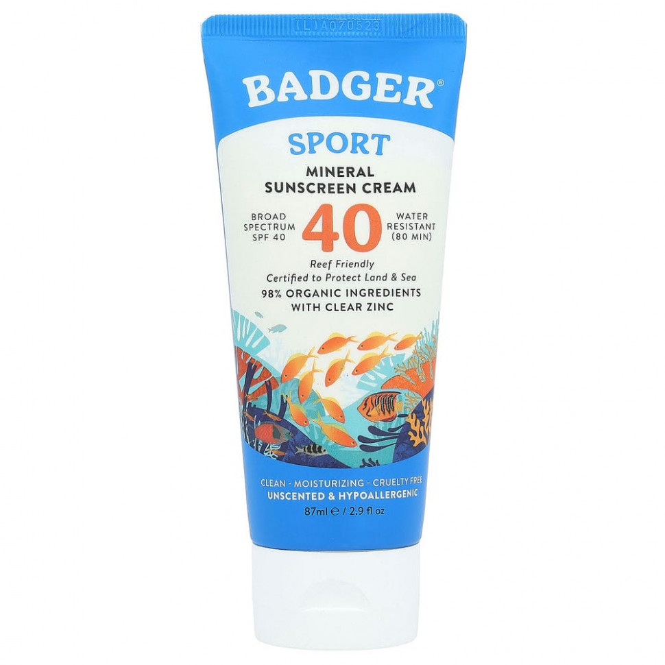   (Iherb) Badger Company, Sport,    , SPF 40,  , 87  (2,9 . )    -     , -, 