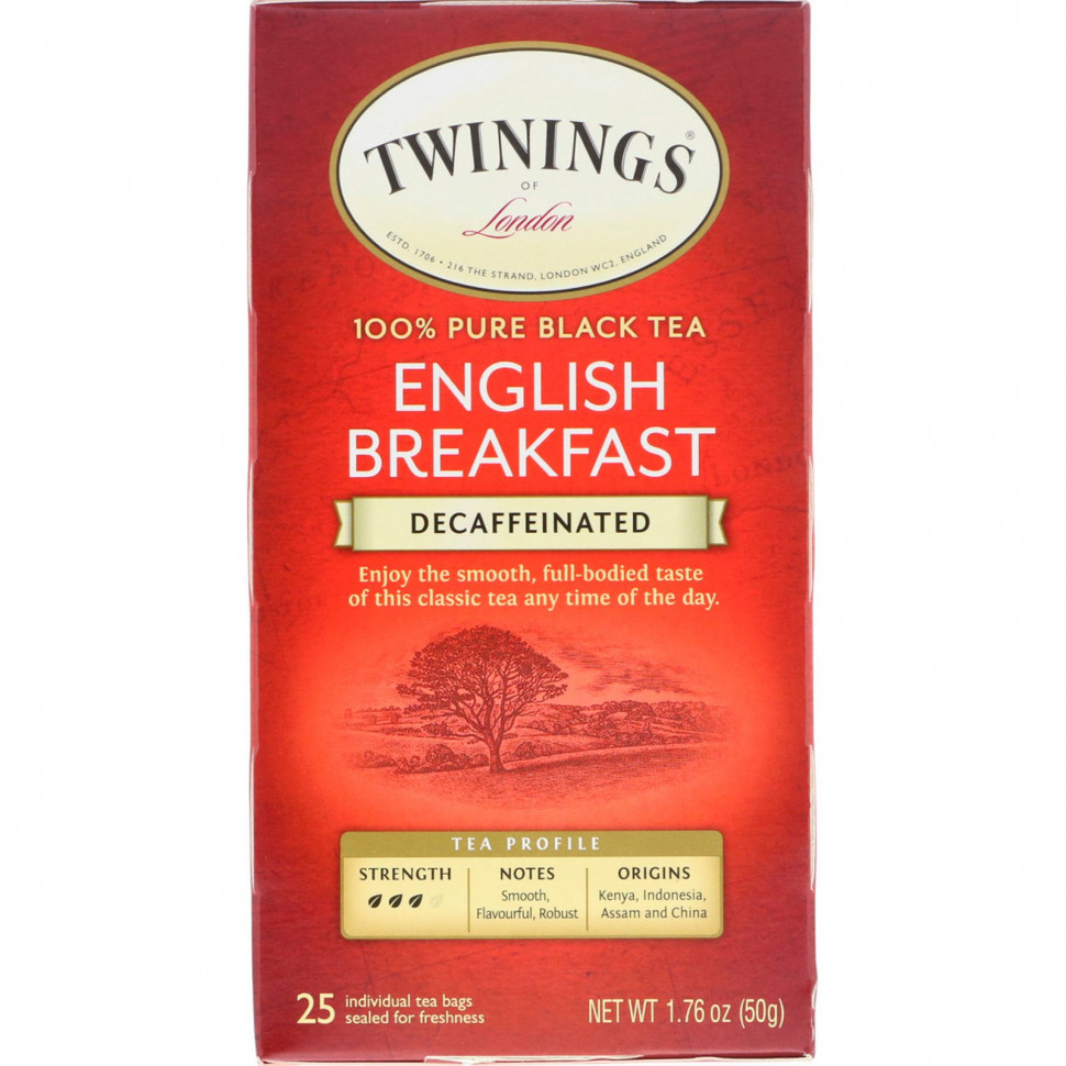 ���� ������ (Iherb) Twinings, 100% ������ ������ ���, ���������� �������, ��� �������, 25 ������ ���������, 50 � (1,76 �����), ������ �� 1340 ���