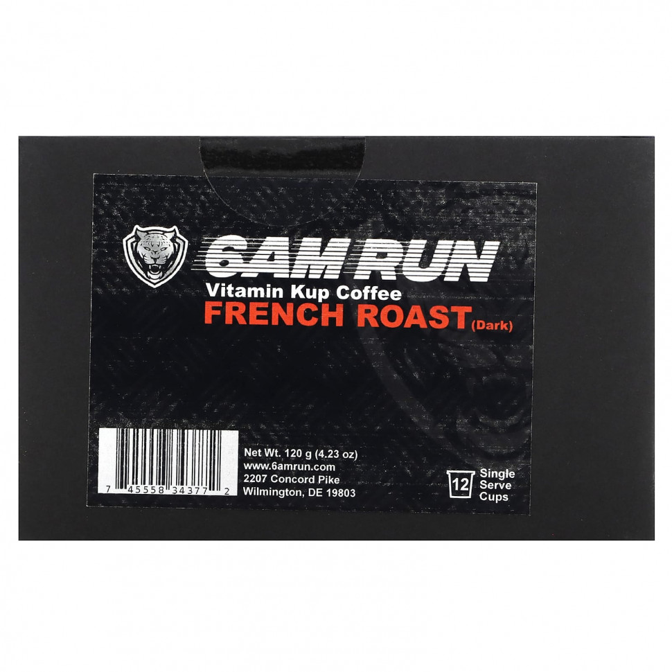 ���� ������ (Iherb) 6AM Run, Vitamin Kup Coffee, ����������� �������, ������, 12 ���������� �����, 120 � (4,23 �����), ������ �� 4630 ���