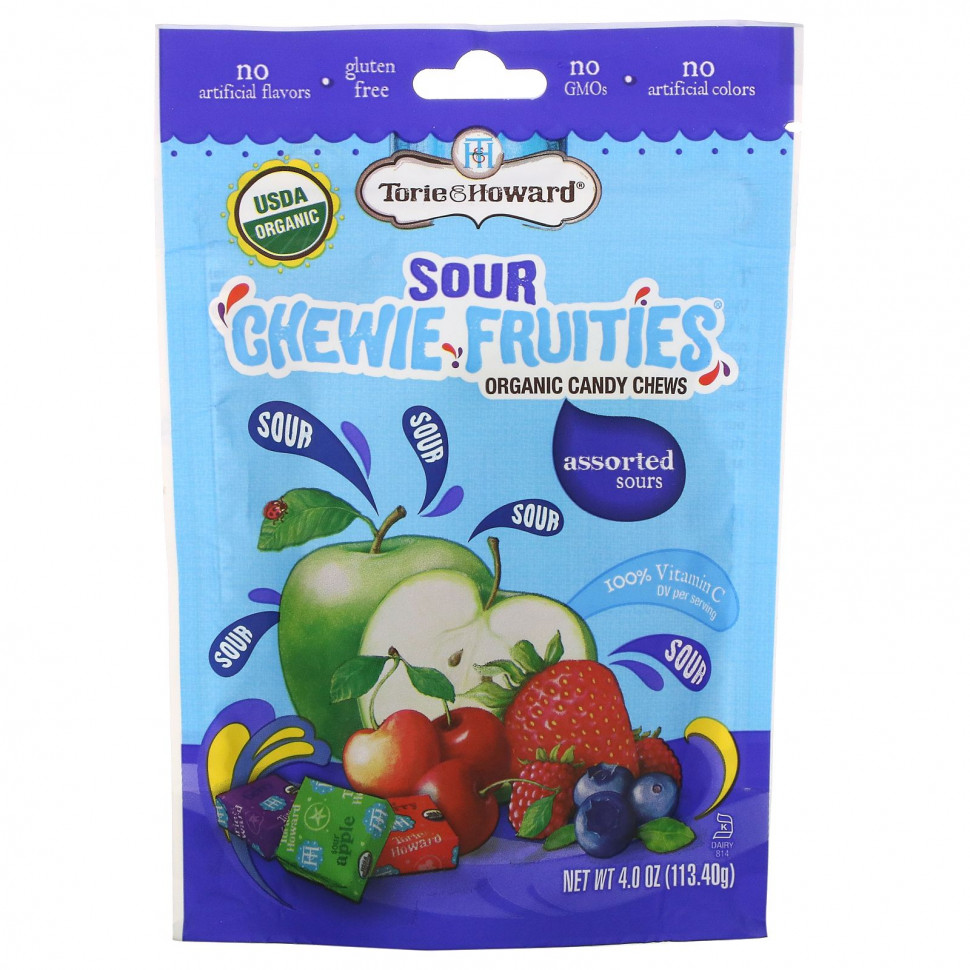 ���� ������ (Iherb) Torie & Howard, Sour Chewie Fruities, ������������ ����������� �������, �������, 113,40 � (4 �����), ������ �� 940 ���