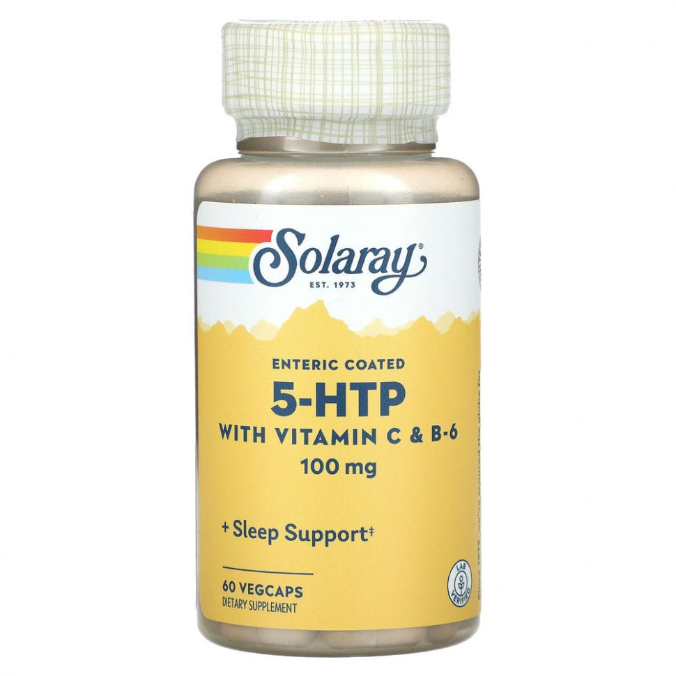 ���� ������ (Iherb) Solaray, 5-HTP � ���������� C � B6, 100 ��, 60 �������������� ������, ������ �� 5000 ���