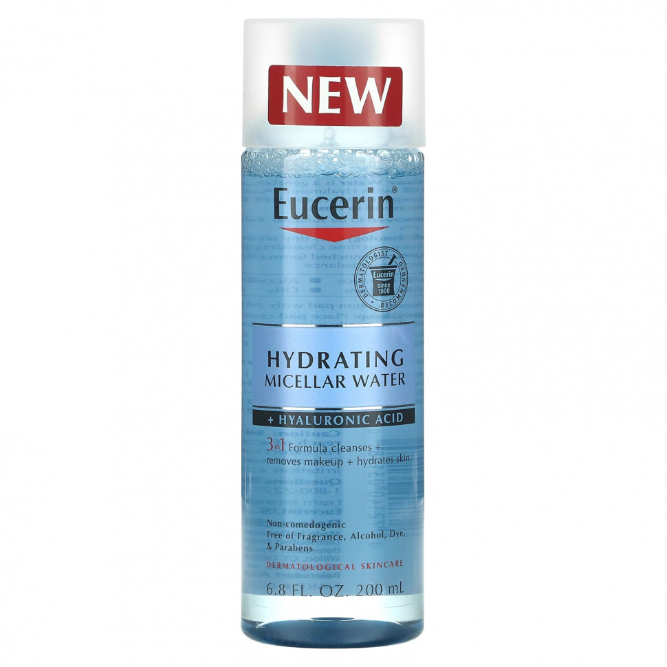   (Iherb) Eucerin, Hydrating Micellar Water + Hyaluronic Acid, 6.8 fl oz (200 ml)    -     , -, 