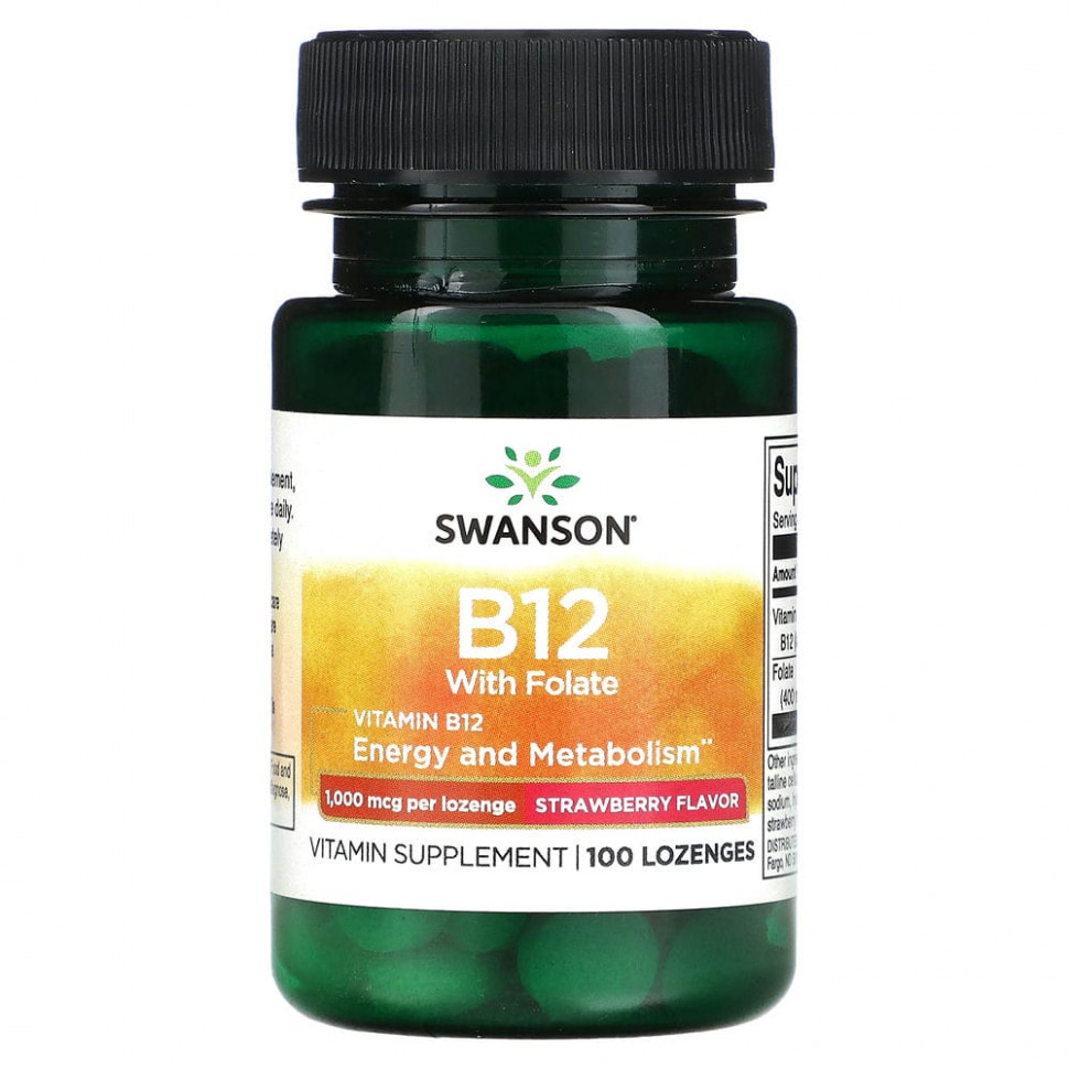 ���� ������ (Iherb) Swanson, ������� B12 � �������, ��������, 1000 ���, 100 ��������, ������ �� 1180 ���