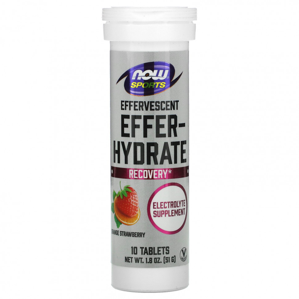 ���� ������ (Iherb) NOW Foods, Sports, Effer-Hydrate, ��������������, �������� � ��������, 10 ��������, 51 � (1,8 �����), ������ �� 1010 ���