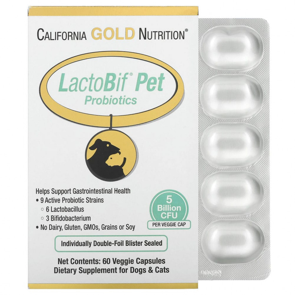   (Iherb) California Gold Nutrition,  LactoBif Pet, 5  , 60      -     , -, 