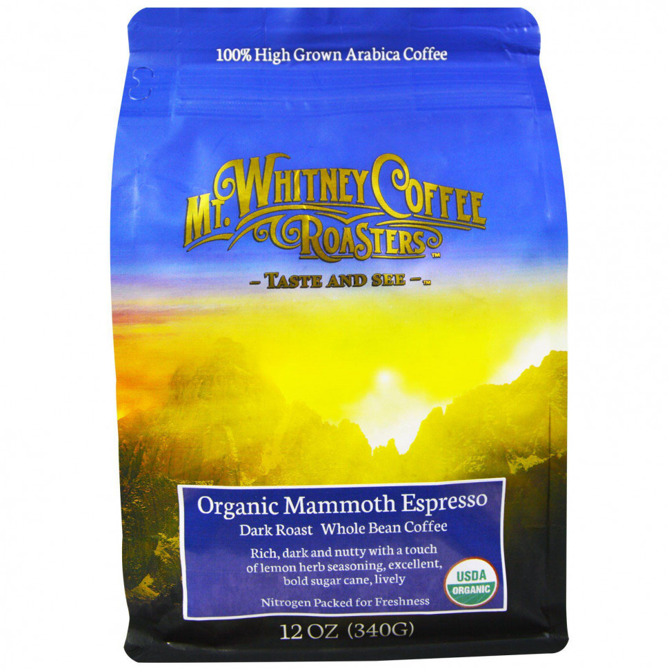���� ������ (Iherb) Mt. Whitney Coffee Roasters, Organic Mammoth Espresso, ���� �� ������� �����, ������ �������, 340 � (12 �����), ������ �� 2890 ���