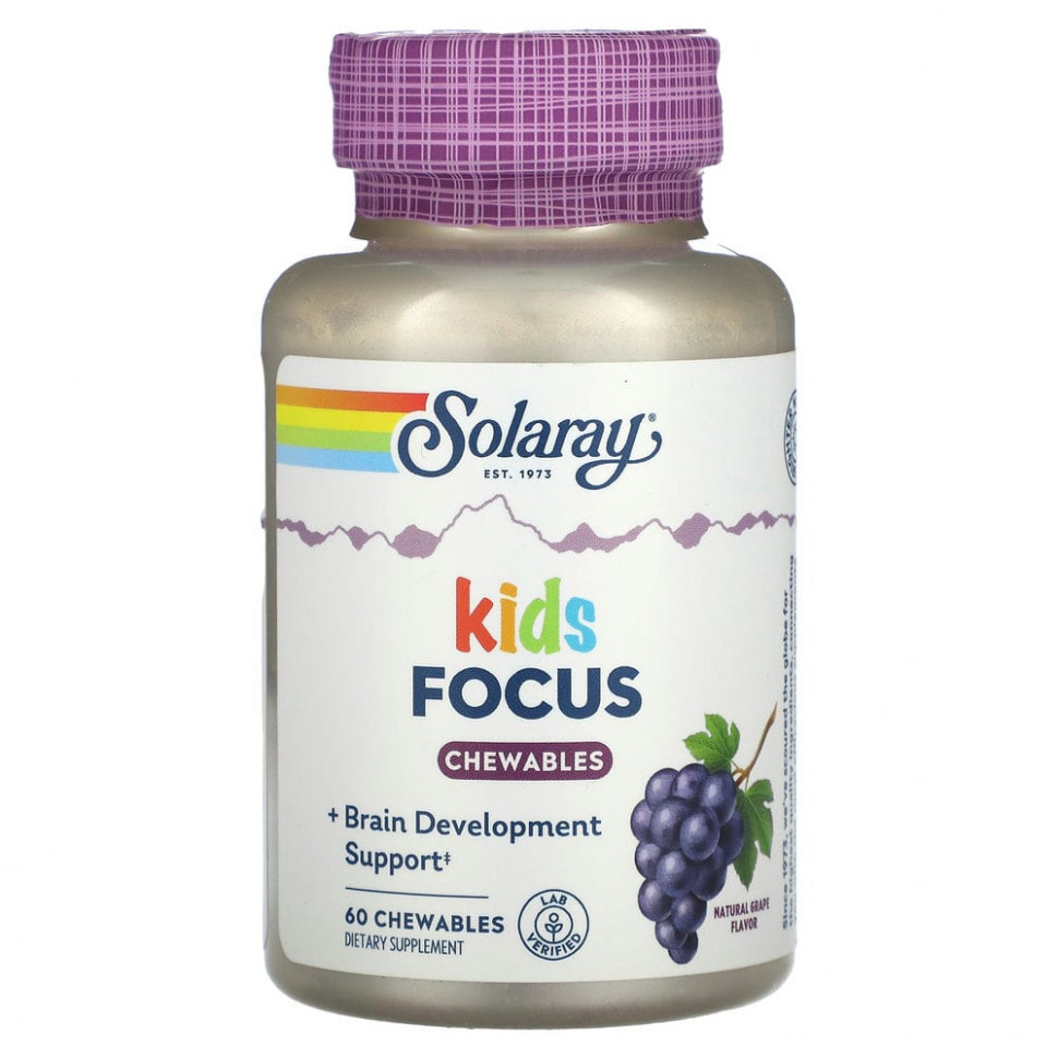���� ������ (Iherb) Solaray, Kids, Focus For Children, ����������� ��������, 60 ����������� ��������, ������ �� 2540 ���