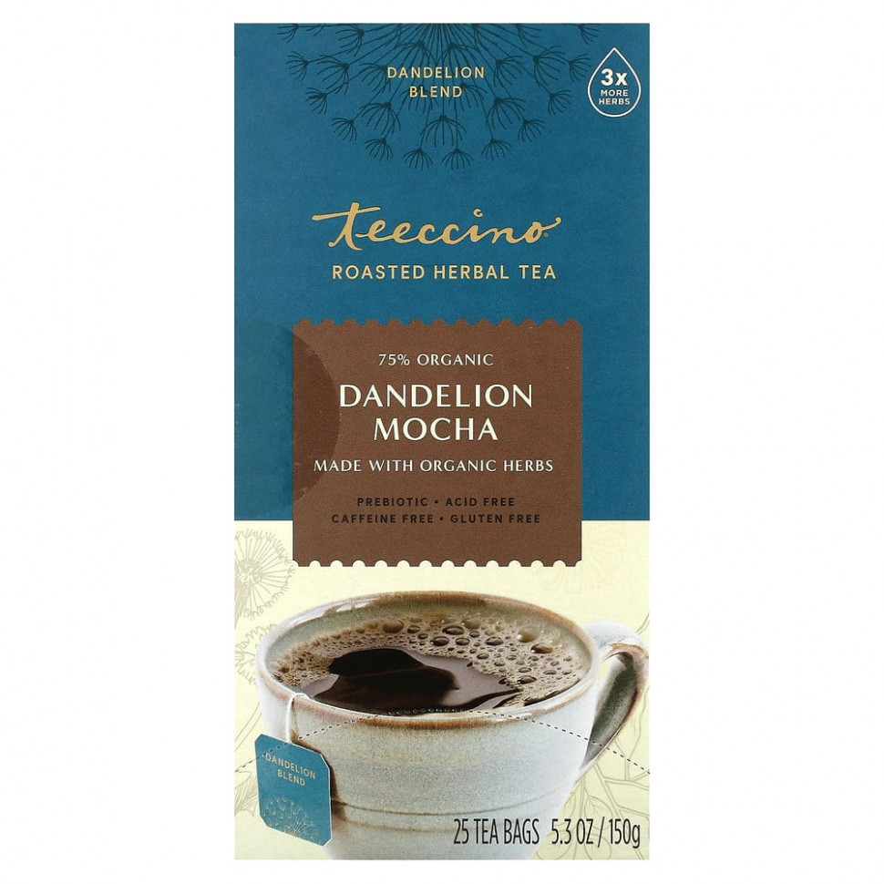 ���� ������ (Iherb) Teeccino, ������� �������� ���, ����� �� ����������, ��� �������, 25 ������ ���������, 150 � (5,3 �����), ������ �� 3020 ���